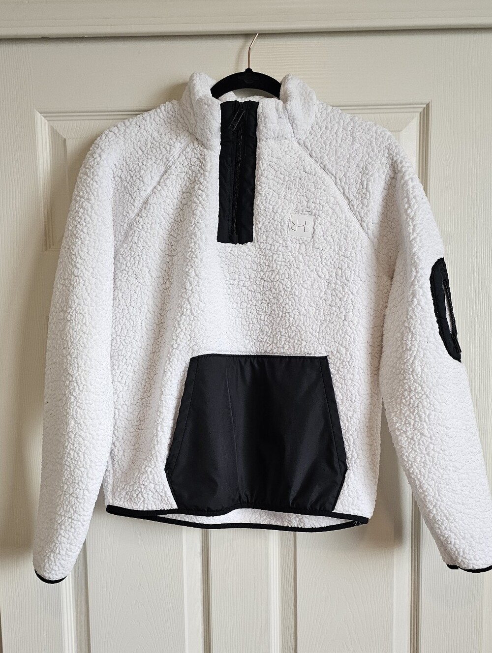Under Armour Kids White Sherpa Pullover with Black Accents